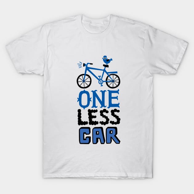 One Less Car blue T-Shirt by Andibird